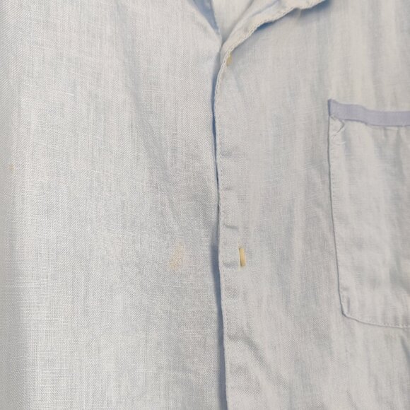 Tenth + Ocean Men's Button Down Blue Shirt Size XL 100% Linen Beach Resort - Picture 9 of 9